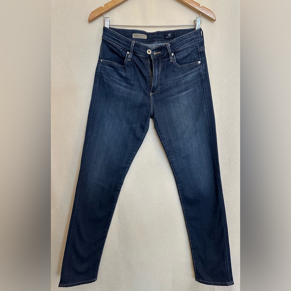 AG the high rise Stevie ankle slim straight. Blue. Size 28R.Moderately worn